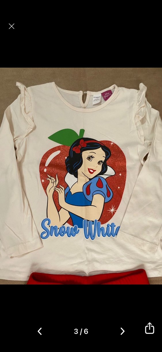 Beyaz Baskılı Pamuklu Kız Sweatshirt ve Kırmızı Tayt - Görsel 3