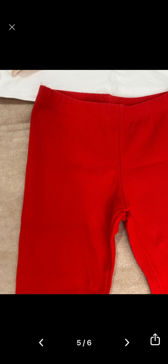 Beyaz Baskılı Pamuklu Kız Sweatshirt ve Kırmızı Tayt - Görsel 5