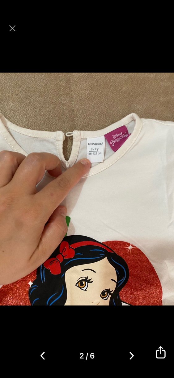 Beyaz Baskılı Pamuklu Kız Sweatshirt ve Kırmızı Tayt - Görsel 2