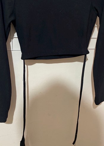 Diğer Siyah Uzun Kollu Crop Top