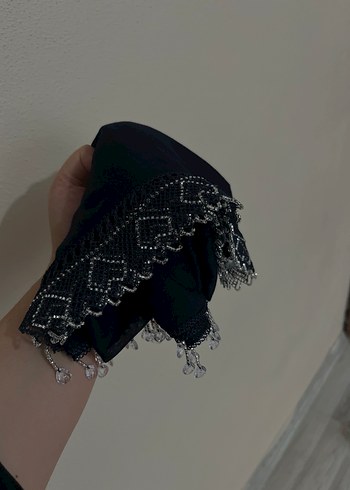 Boncuk İşlemeli lacivert yazma - Görsel 5