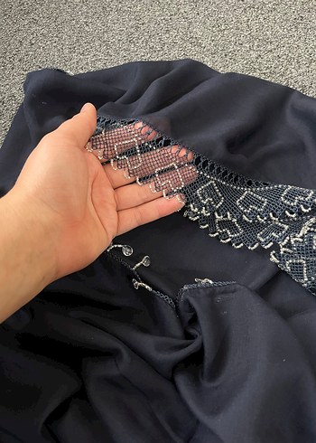 Boncuk İşlemeli lacivert yazma - Görsel 3