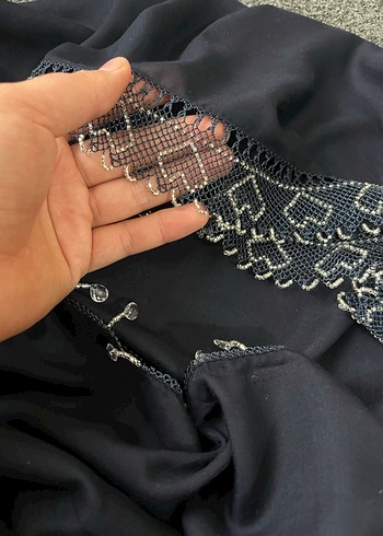 Boncuk İşlemeli lacivert yazma - Görsel 4