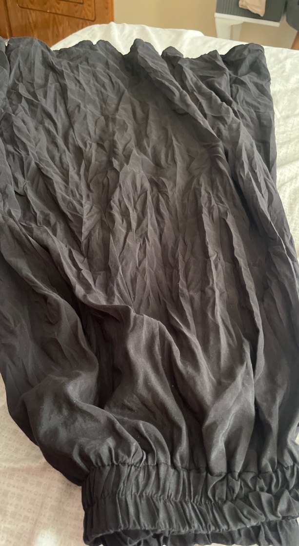 Kadın Siyah Uzun Keten Pilili Etek - Görsel 3