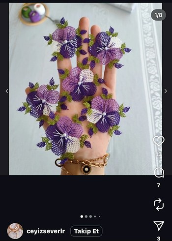 Adet fiyatı 90  Bohem Kırmızı Çiçek İşlemeli El Yapımı motif - Görsel 11