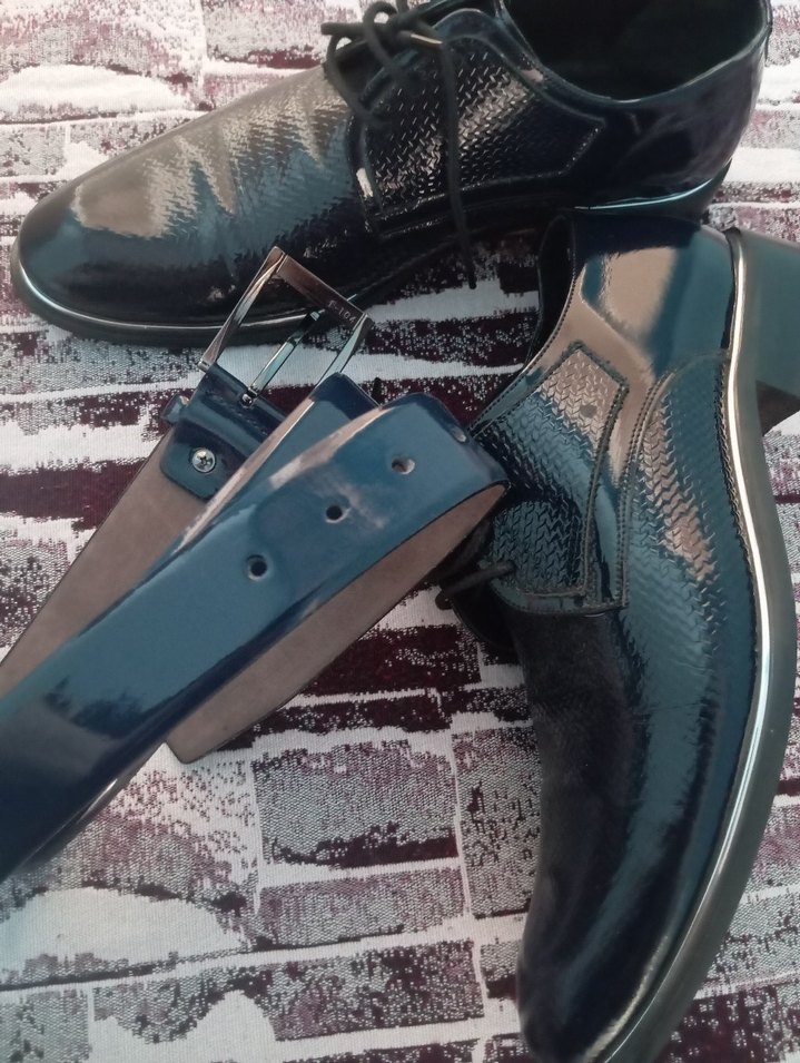 Koyu Mavi Yılan Desenli Erkek Klasik Ayakkabı - Görsel 5