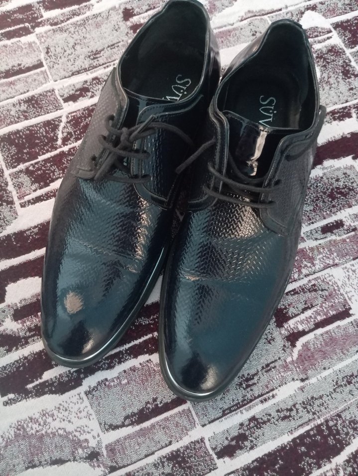 Koyu Mavi Yılan Desenli Erkek Klasik Ayakkabı - Görsel 4