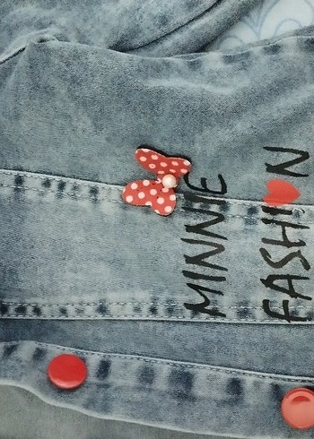 Nakışlı Mavi Kız çocuk Denim Ceket - Görsel 2