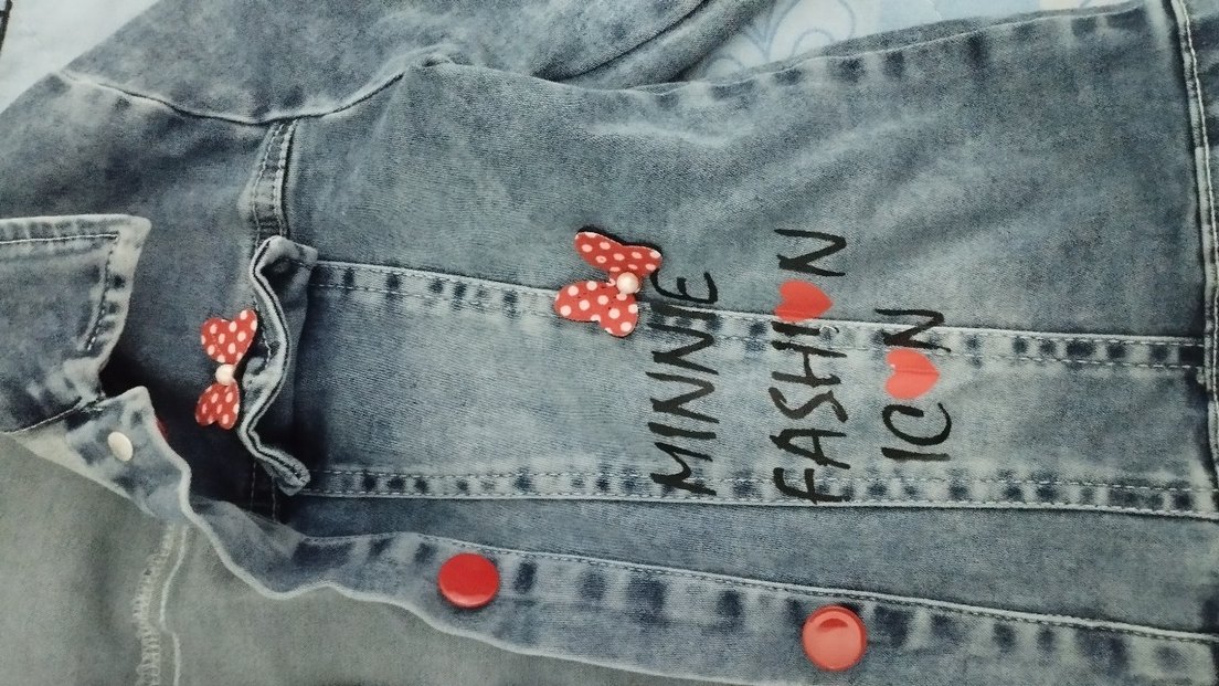 Nakışlı Mavi Kız çocuk Denim Ceket - Görsel 2