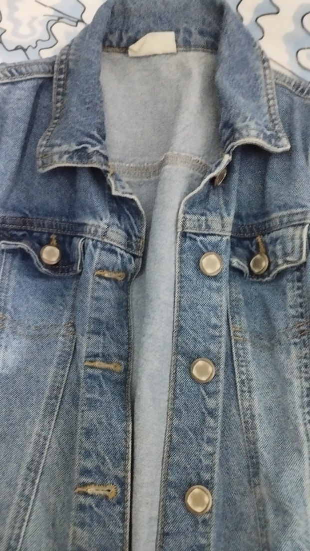 Düğmeli Kız çocukMavi Denim Ceket - Görsel 2