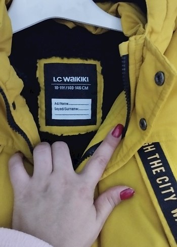 Sarı Düğmeli kız çocuk mont - Görsel 2