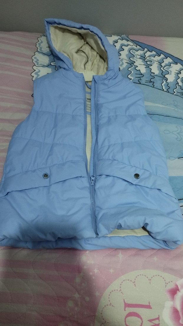 Mavi Kapüşonlu Fermuarlı Kız çocukYelek - Görsel 2