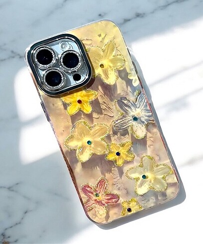 İphone 3D Çiçek Desenli Lens Korumalı