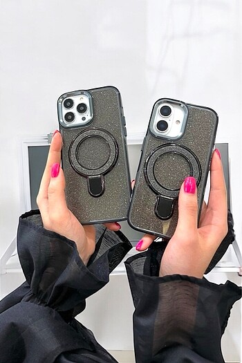 İphone Simli Stantlı Premium Kılıf