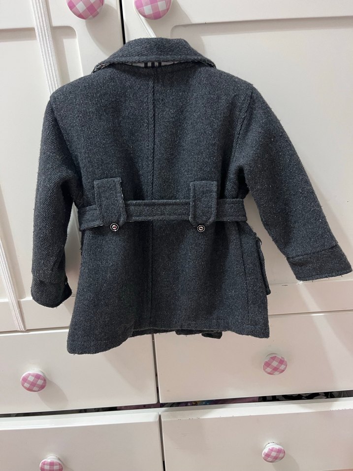 Gri kız Çocuk Kemerli Ceket - Görsel 3