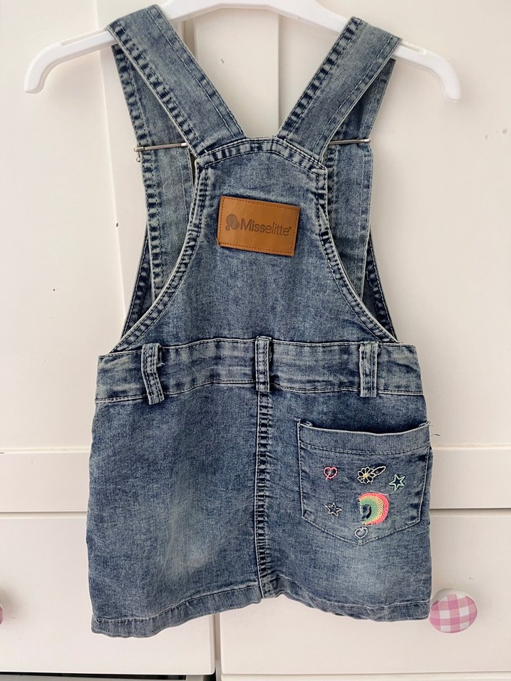 Nakışlı Denim Kız Elbise - Görsel 2