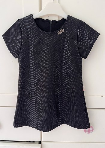 24-36 Ay Beden gri Renk Gri Kız Denim Nakışlı Triko Elbise