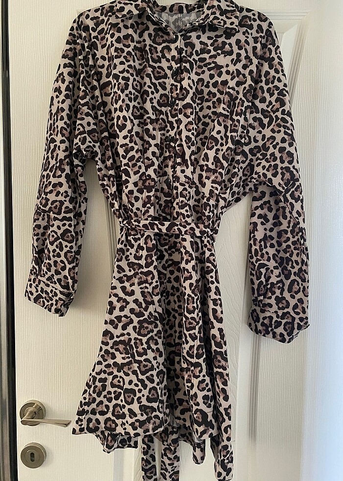 Leopar mini elbise - Görsel 3
