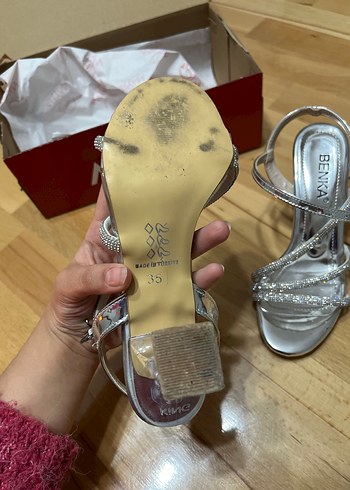 Gri Dolgu Topuklu Kadın Abiye Ayakkabı - Görsel 4