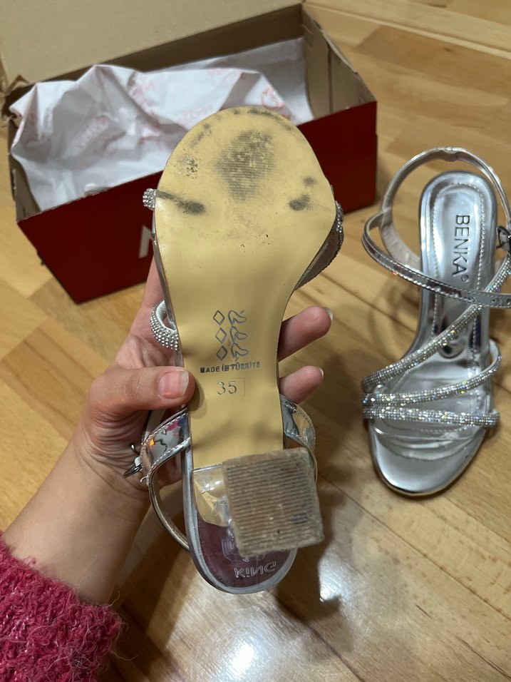 Gri Dolgu Topuklu Kadın Abiye Ayakkabı - Görsel 4