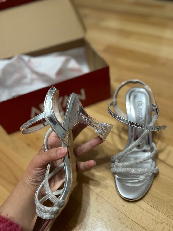 Gri Dolgu Topuklu Kadın Abiye Ayakkabı - Görsel 3