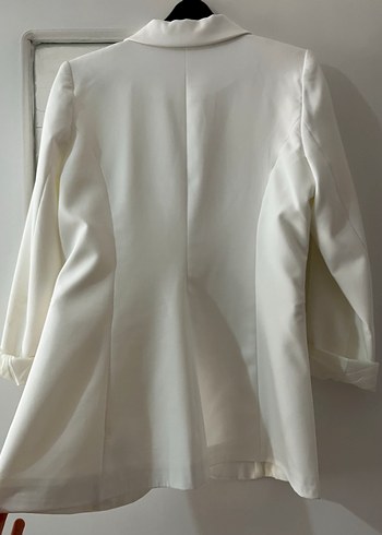 Düğmeli Beyaz Kadın Blazer Ceket - Görsel 2