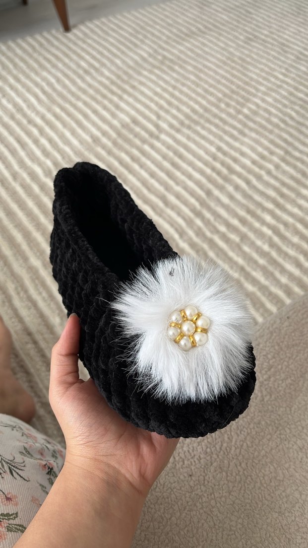 Kadife Örgü Terlik BABET - Görsel 2