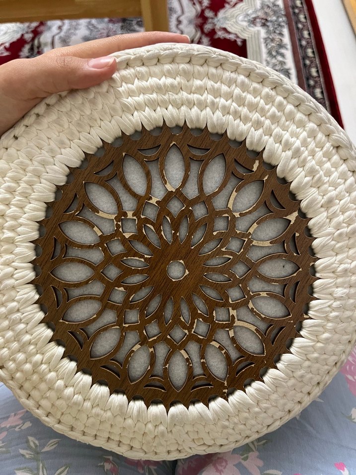 Bej Nakışlı Püsküllü Örgü Kadın Çapraz Çanta - Görsel 5