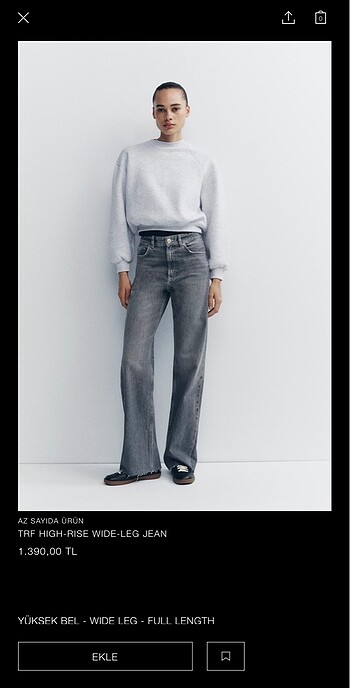 xs Beden Zara wide leg jean