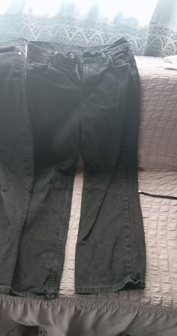 Kadın Siyah Kemerli Normal Boy Denim Pantolon - Görsel 3