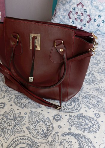 Bordo Deri Kadın Çanta - Görsel 2
