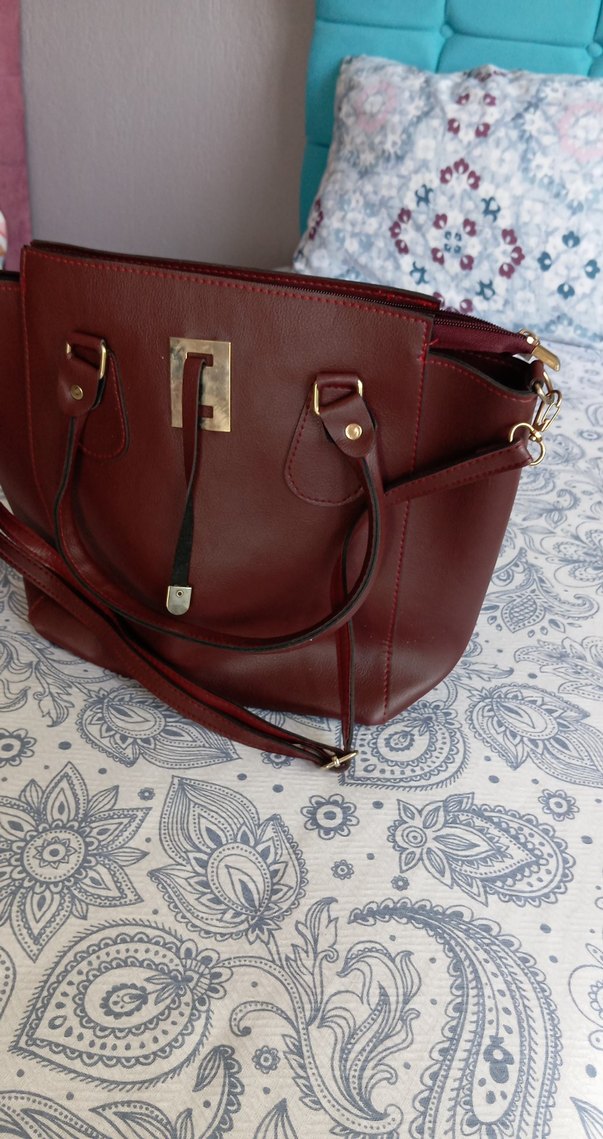 Bordo Deri Kadın Çanta - Görsel 2