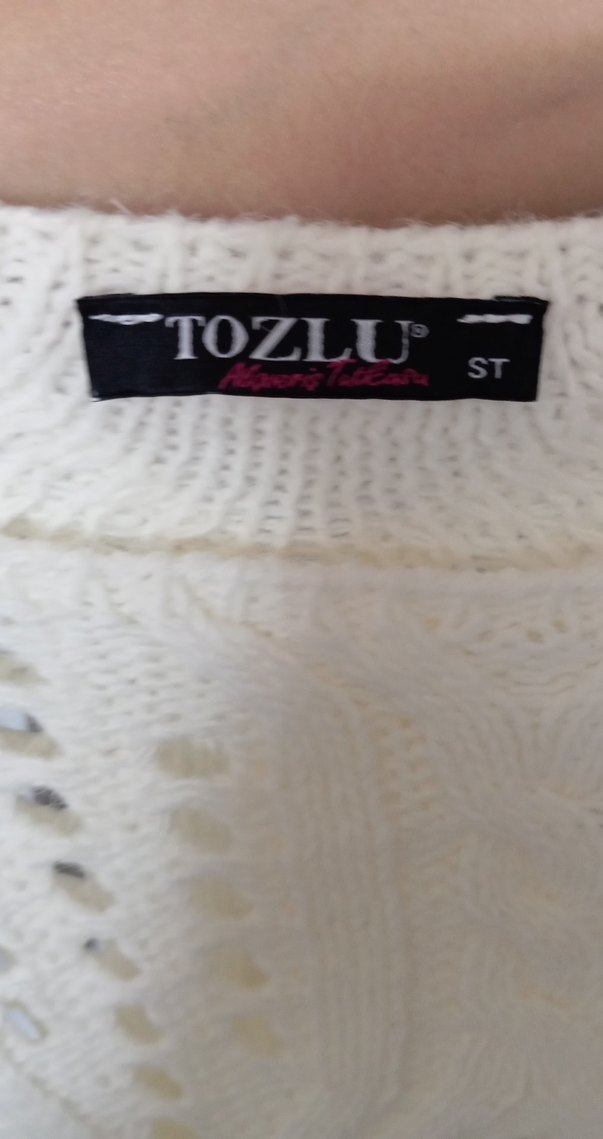 Beyaz Örgü Kadın Kazak - Görsel 3