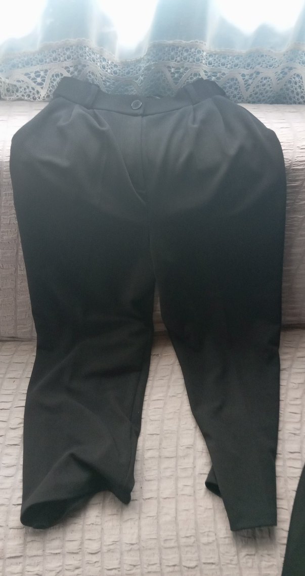 Siyah Midi Kumaş Kadın Pantolon - Görsel 2