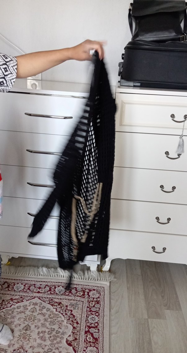 Siyah Örgü Triko Midi Hırka - Görsel 2