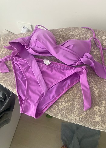 Koton Mor Fırfırlı Strappy Bikini