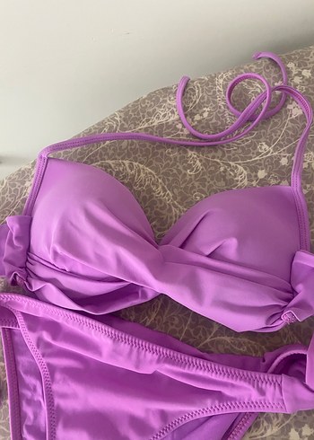Mor Fırfırlı Strappy Bikini