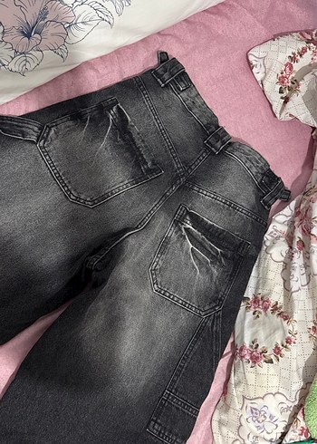 36 Beden siyah Renk BERSHKA KADIN BEL KEMER DETAYLI KOT PANTOLON