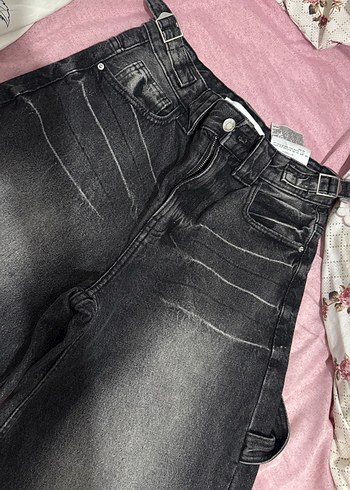 BERSHKA KADIN BEL KEMER DETAYLI KOT PANTOLON