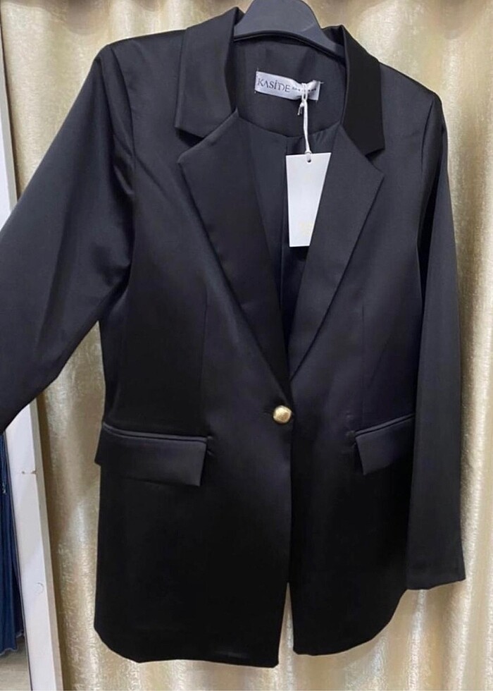 Siyah saten ceket - Görsel 2