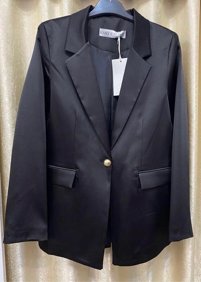 Siyah saten ceket - Görsel 3