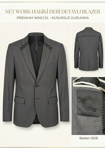 Que Network Deri Detayli Erkek Blazer