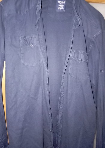 m Beden Erkek Lacivert Denim Gömlek