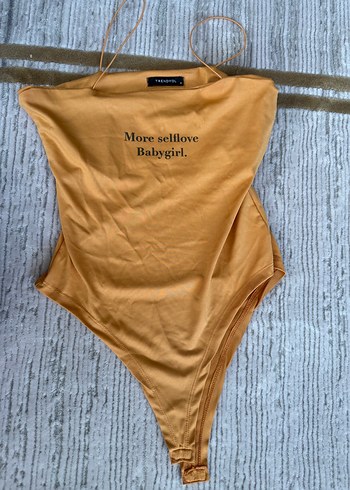 Sarı Straplez Baskılı Bodysuit