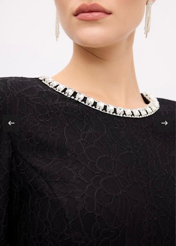 Adl taş detaylı elbise - Görsel 4