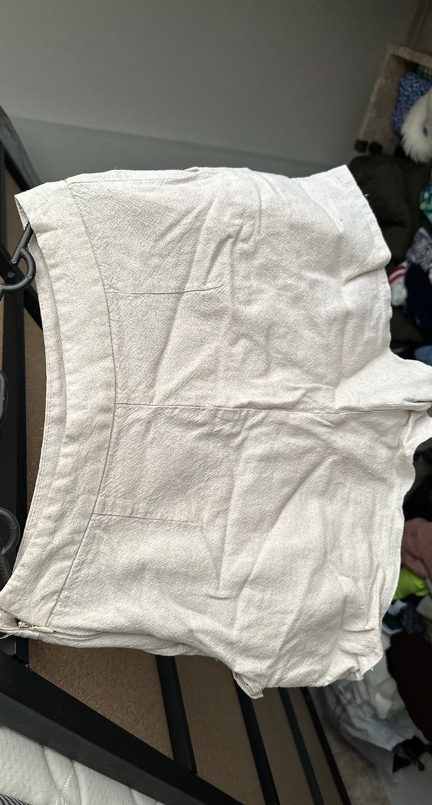 Beyaz Keten  Midi Şort - Görsel 3