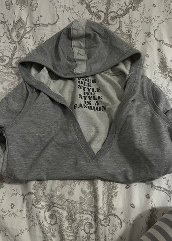 Diğer Gri V yaka sweatshirt
