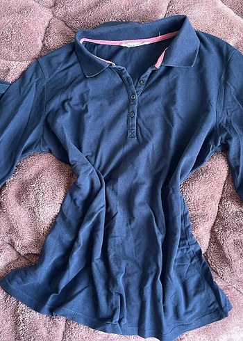 Düğmeli Lacivert Hamile Polo Tişört - Görsel 2