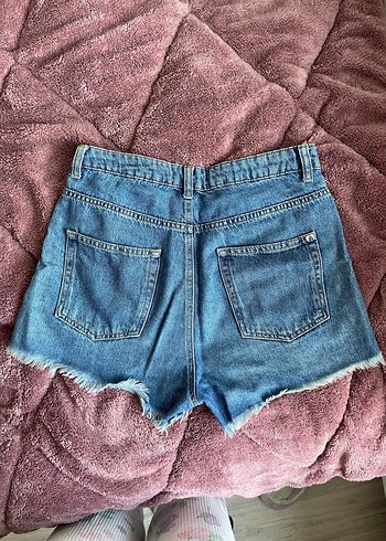 Mavi Rahat Kesim Mini Denim Şort - Görsel 2