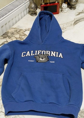 Kapüşonlu Mavi erkek çocuk Sweatshirt - Görsel 2